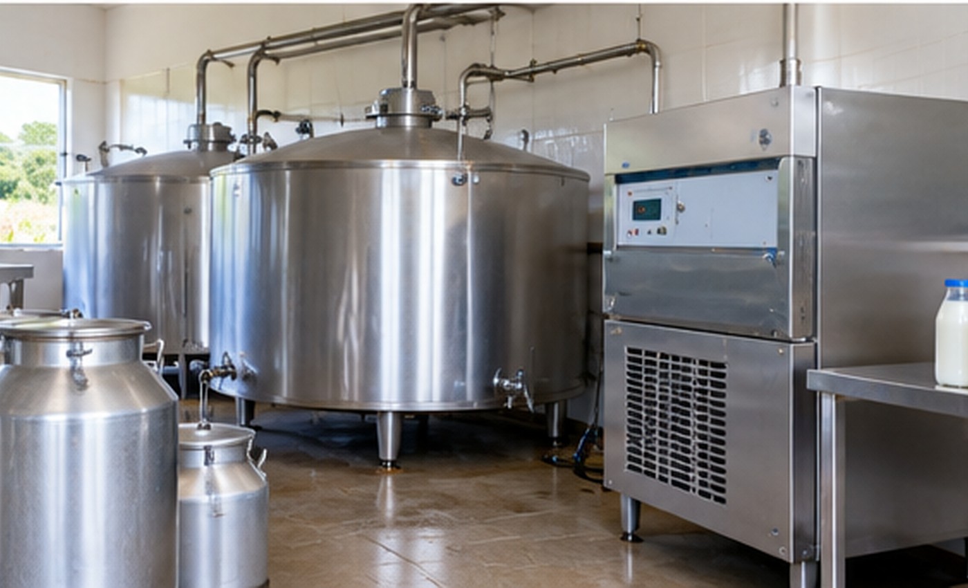 Stainless steel dairy cooling and handling equipment